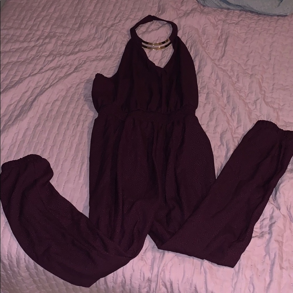 Plum Colored Halter Jumpsuit